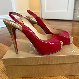 Christian Louboutin So Private 120 Red patent Slingback sandals size 39
